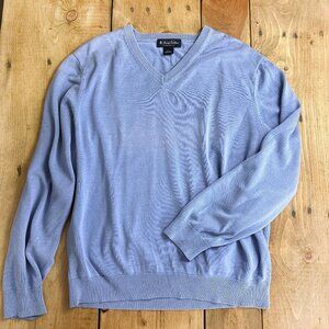 Brooks Brother Periwinkle‎ Blue Silk /Cotton Sweater Mens XL V-Neck